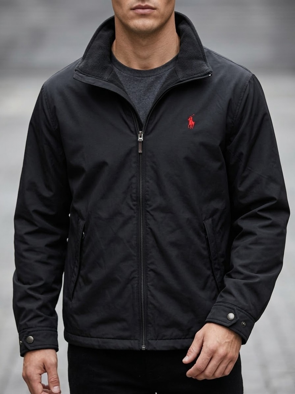 Polo by Ralph Lauren Black Hooded Jacket with Red Pony